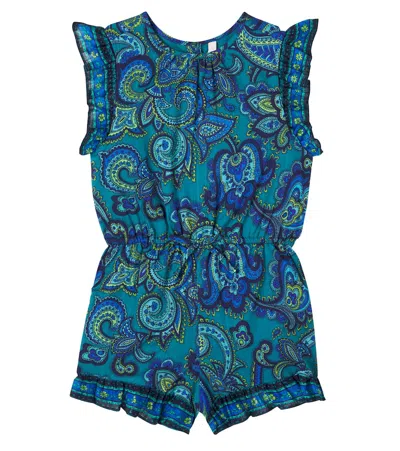 Zimmermann Kids' Patience Paisley Cotton Romper In Green