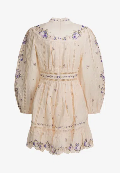 Zimmermann Patience Plunge Mini Dress In White