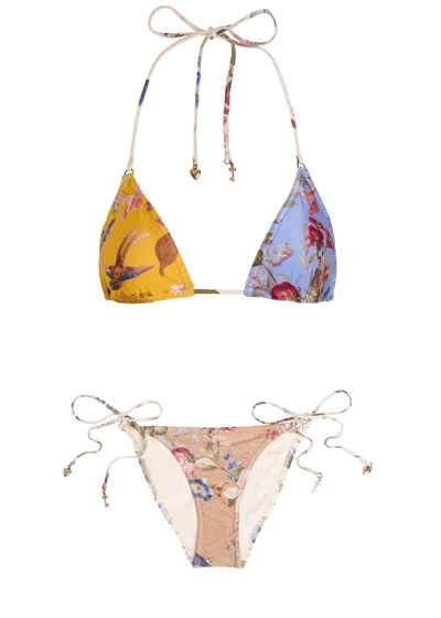 Zimmermann Patience Spliced Printed Bikini In Multi