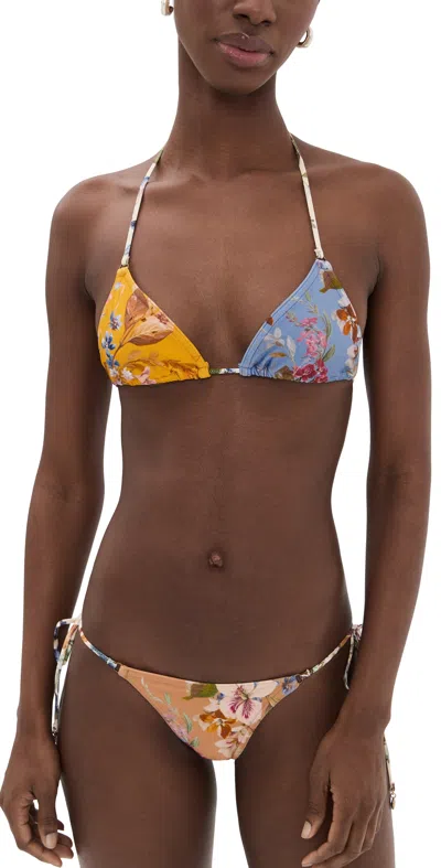 Zimmermann Patience Spliced Triangle Bikini Set Spliced Print In Multi