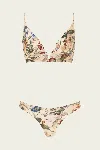 Zimmermann Patience Tuck Plunge Bikini Set In Vanilla Floral In Multi