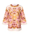 Zimmermann Printed Linen Acadian Blouse In Pink