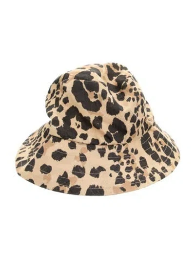 Pre-owned Zimmermann Pattern Print Linen Bucket Hat In Brown