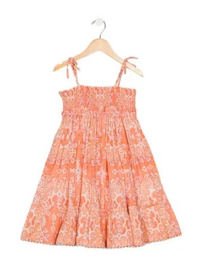 Pre-owned Zimmermann Kids' Pattern Print Sleeveless Sundress In Orange