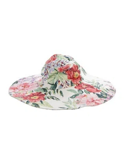 Pre-owned Zimmermann Pattern Print Wide Brim Sun Hat In Neutrals