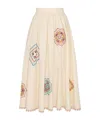 Zimmermann Ottie Guipure Lace-trimmed Cotton Midi Skirt In Nude