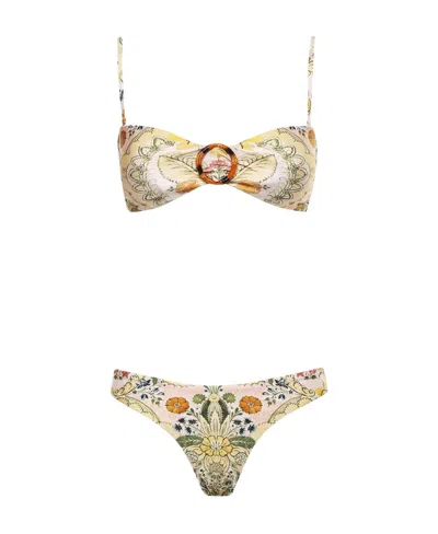 Zimmermann Pattern Swimsuit Top And Swimsuit Pants In Yellow