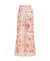 Zimmermann Raie Floral-print Flared Linen Trousers In Nude