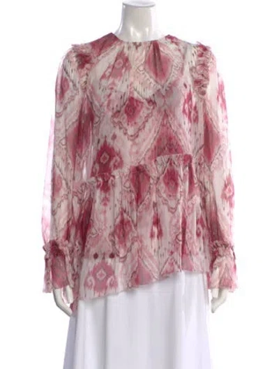 Pre-owned Zimmermann Patterned Crew Neck Blouse In Pink