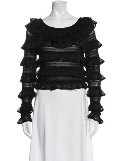 Pre-owned Zimmermann Patterned Crew Neck Blouse W/ Tags In Black