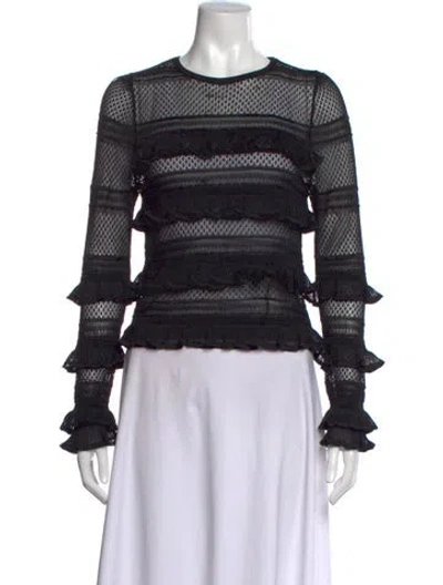 Pre-owned Zimmermann Patterned Crew Neck Blouse W/ Tags In Black