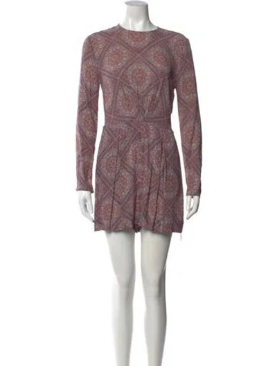 Pre-owned Zimmermann Patterned Crew Neck Romper In Purple