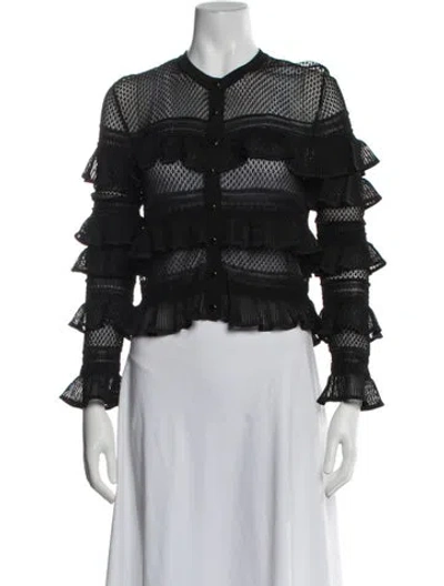 Pre-owned Zimmermann Patterned Crew Neck Sweater In Black