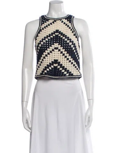 Pre-owned Zimmermann Patterned Crew Neck Sweater In Blue