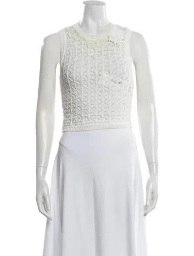 Pre-owned Zimmermann Patterned Crew Neck Sweater In White