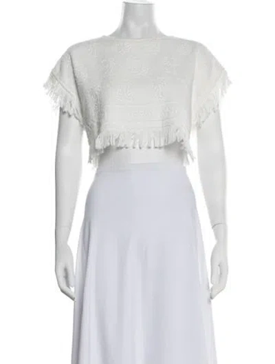 Pre-owned Zimmermann Patterned Crew Neck Sweater In White