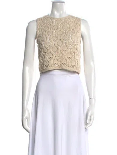 Pre-owned Zimmermann Patterned Crew Neck Top In Neutral