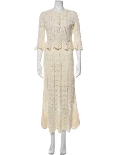 Pre-owned Zimmermann Patterned Crochet Trim Skirt Set W/ Tags In Neutrals