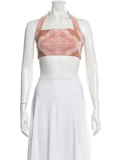 Pre-owned Zimmermann Patterned Halterneck Crop Top In Neutral