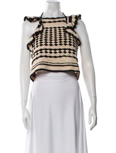 Pre-owned Zimmermann Patterned Halterneck Top In Neutral