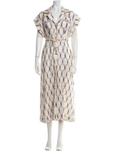 Pre-owned Zimmermann Patterned Jumpsuit In Neutrals