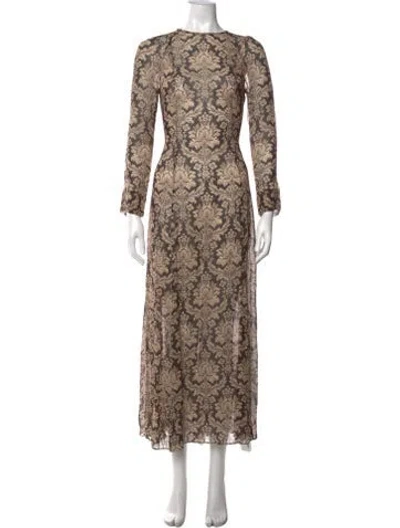 Pre-owned Zimmermann Patterned Long Dress In Brown
