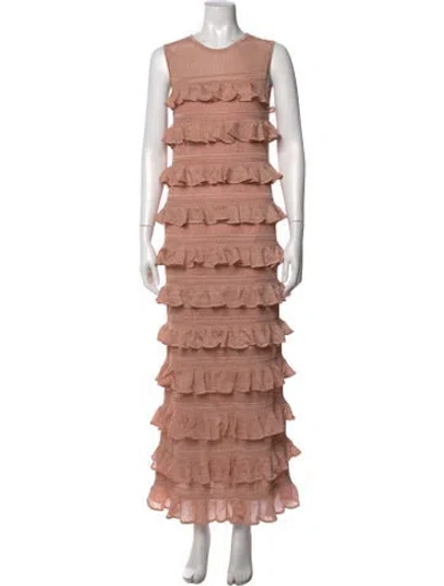 Pre-owned Zimmermann Patterned Long Dress W/ Tags In Pink