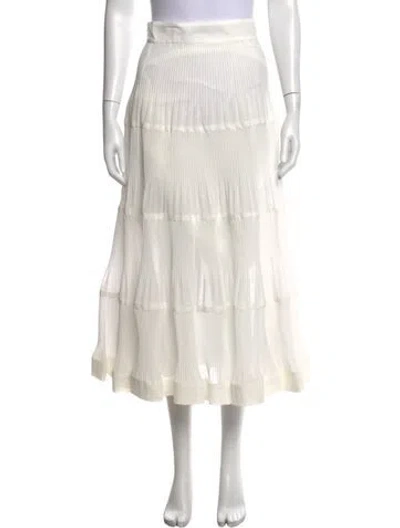 Pre-owned Zimmermann Patterned Long Skirt In White