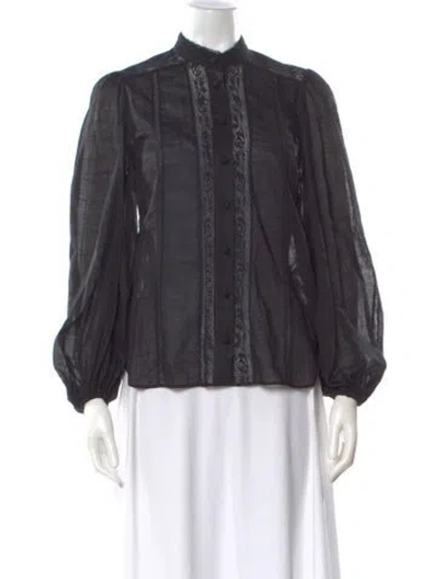 Pre-owned Zimmermann Patterned Long Sleeve Blouse In Black