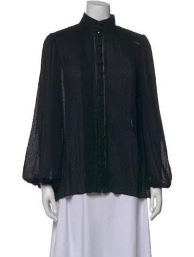 Pre-owned Zimmermann Patterned Long Sleeve Blouse In Black