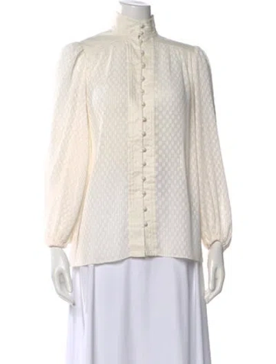 Pre-owned Zimmermann Patterned Long Sleeve Blouse In Neutral