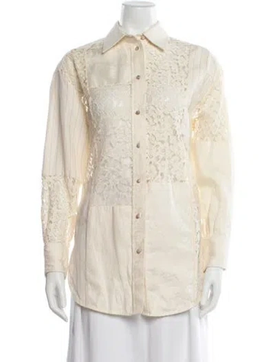 Pre-owned Zimmermann Patterned Long Sleeve Blouse In Neutrals