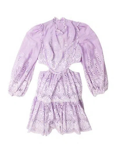 Pre-owned Zimmermann Patterned Mini Dress In Purple