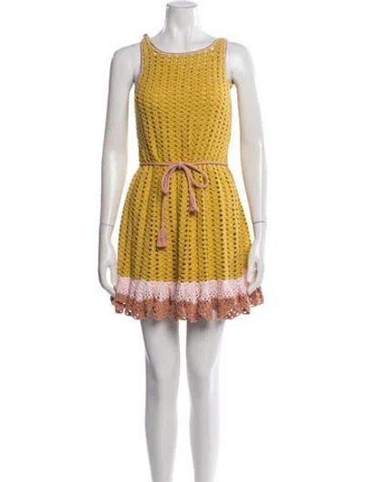 Pre-owned Zimmermann Patterned Mini Dress W/ Tags In Yellow