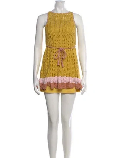 Pre-owned Zimmermann Patterned Mini Dress In Yellow