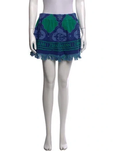 Pre-owned Zimmermann Patterned Mini Shorts In Blue/green