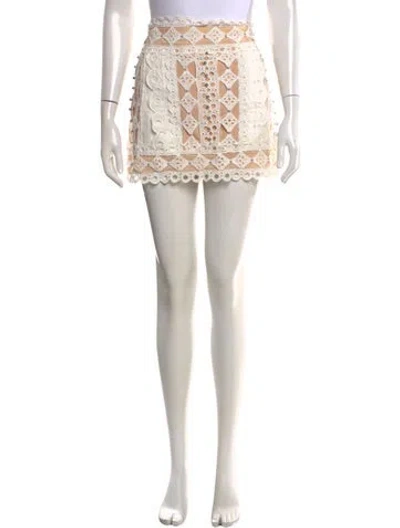 Pre-owned Zimmermann Patterned Mini Skirt In White