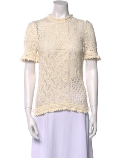 Pre-owned Zimmermann Patterned Mock Neck Blouse In Neutral
