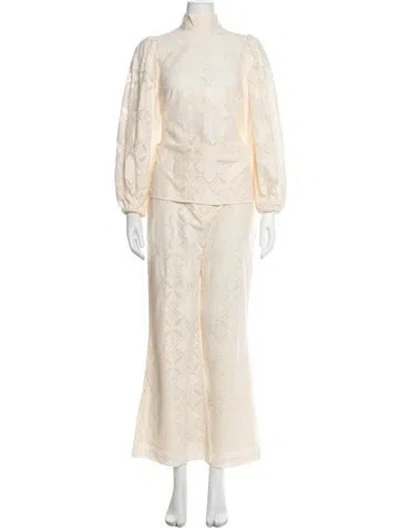 Pre-owned Zimmermann Patterned Pant Set In Neutrals