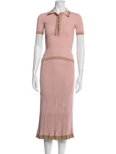 Pre-owned Zimmermann Patterned Pleated Accents Skirt Set In Pink