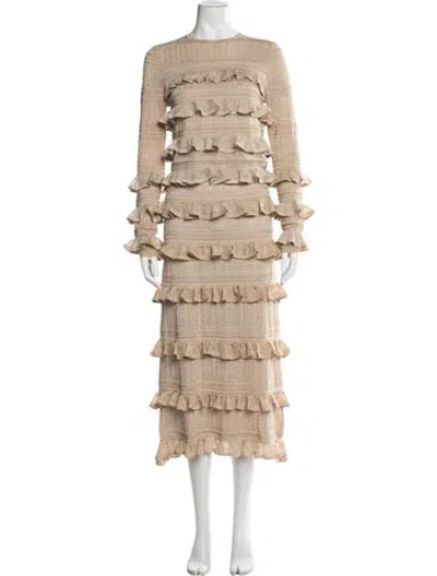 Pre-owned Zimmermann Patterned Ruffle Embellishment Skirt Set In Metallic/neutrals