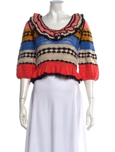 Pre-owned Zimmermann Patterned Scoop Neck Sweater In Pink