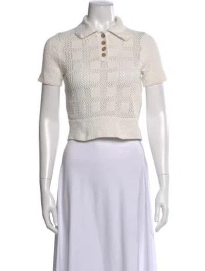 Pre-owned Zimmermann Patterned Short Sleeve Polo In Neutral