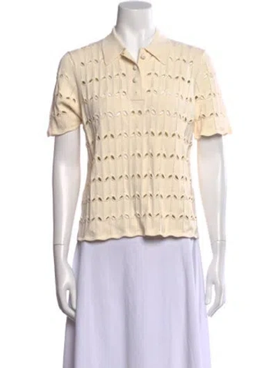 Pre-owned Zimmermann Patterned Short Sleeve Polo In Neutral