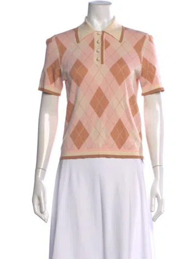 Pre-owned Zimmermann Patterned Short Sleeve Polo In Pink