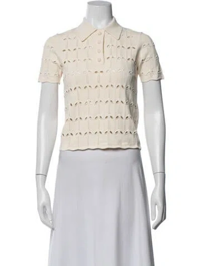 Pre-owned Zimmermann Patterned Short Sleeve Polo W/ Tags In Neutrals