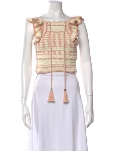 Pre-owned Zimmermann Patterned Square Neckline Crop Top In Multi