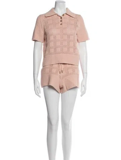 Pre-owned Zimmermann Patterned Tassel Accents Short Set In Neutral