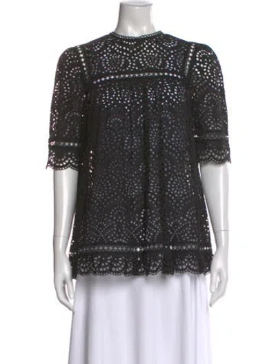 Pre-owned Zimmermann Patterned Three-quarter Sleeve Blouse In Black