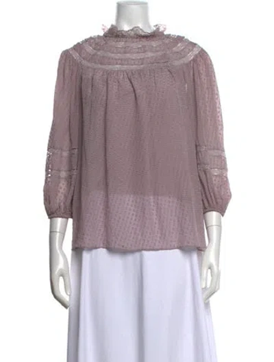 Pre-owned Zimmermann Patterned Tie Neck Blouse In Purple
